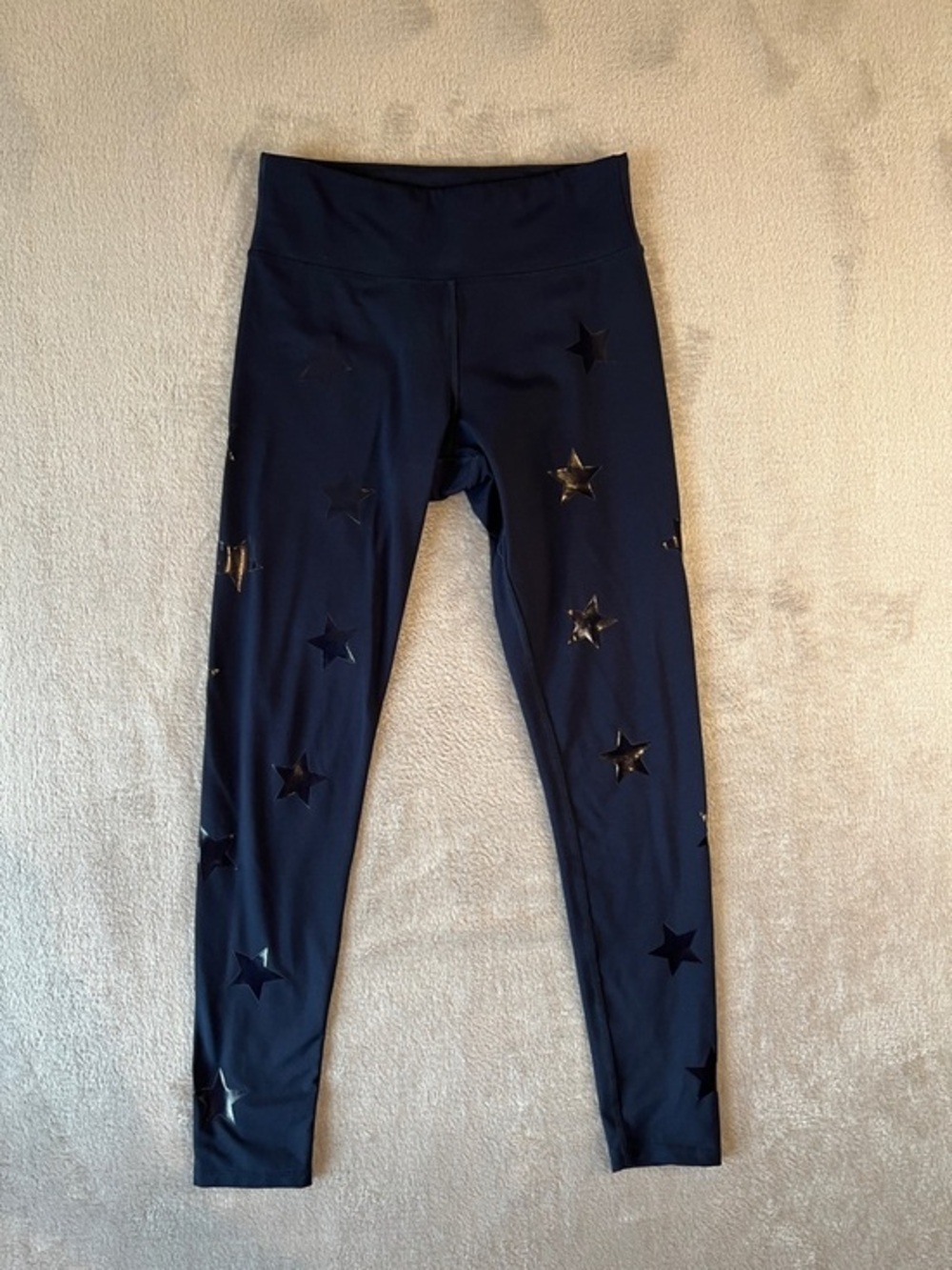 Jessica Simpson The‎ Warm Up Navy Blue Shiny Star Print Leggings Size M